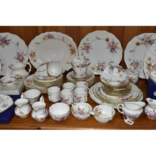 405 - A QUANTITY OF ROYAL CROWN DERBY 'DERBY POSIES' PATTERN TEA AND DINNERWARE, ETC, a small number of pi... 