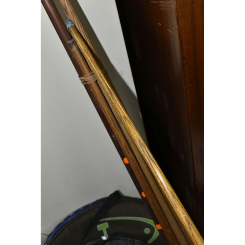 416 - A CASED WOODEN ONE PIECE CUE, by  A.W. Chick of Birmingham, with plaque to one end, has been used bu... 