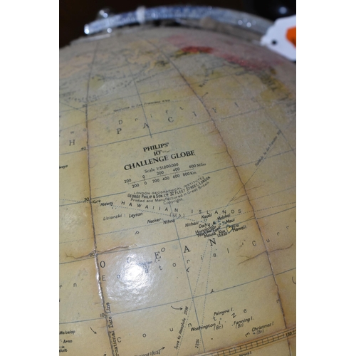 432 - A PHILIPS' 10''  CHALLENGE GLOBE, c.1950s,  globe complete but has yellowing/browning and fading all... 