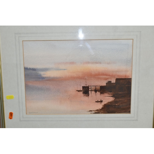 438 - EDWARD MORRIS (BRITISH 1919-1996) THREE WELSH SUNSET WATERCOLOUR PICTURES, comprising a seascape wit... 