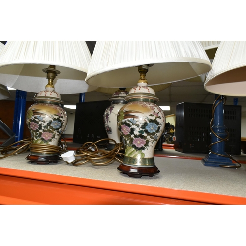 441 - A GROUP OF TABLE LAMPS, comprising nine lamps, mainly ceramic and oriental in style, including three... 