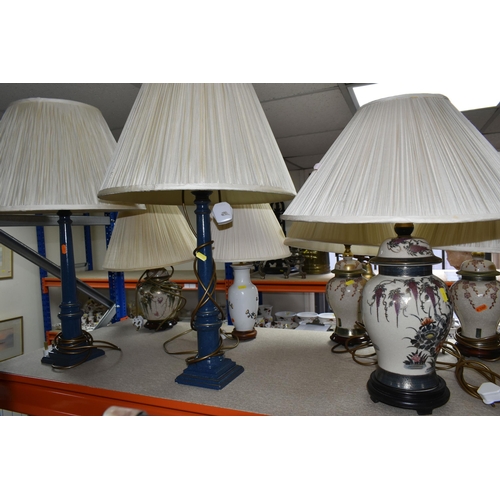 441 - A GROUP OF TABLE LAMPS, comprising nine lamps, mainly ceramic and oriental in style, including three... 