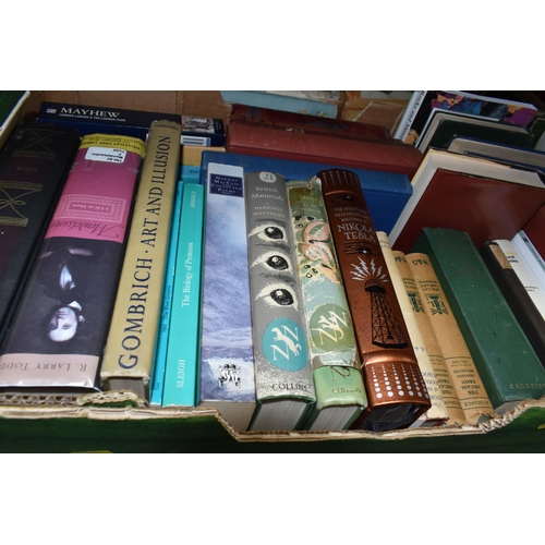 444 - FOUR BOXES AND LOOSE BOOKS, approximately one hundred titles in hardback and paperback formats, genr... 