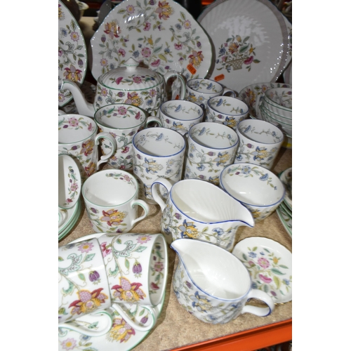 450 - EIGHTY SEVEN PIECES OF MINTON HADDON HALL DINNER, TEA AND GIFT WARES, comprising two large vases, he... 