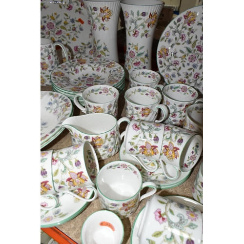 450 - EIGHTY SEVEN PIECES OF MINTON HADDON HALL DINNER, TEA AND GIFT WARES, comprising two large vases, he... 