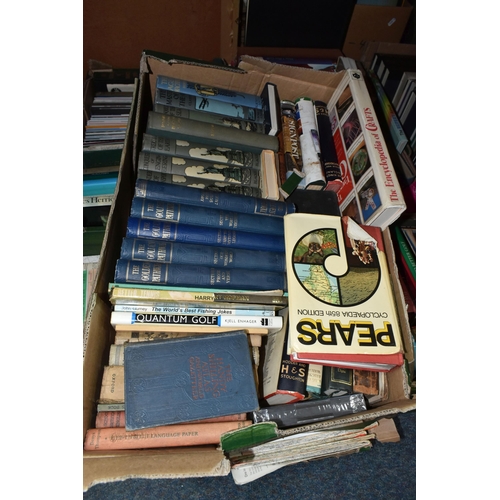 453 - EIGHT BOXES OF BOOKS AND MAPS, over one hundred books in hardback and paperback formats, to include ... 