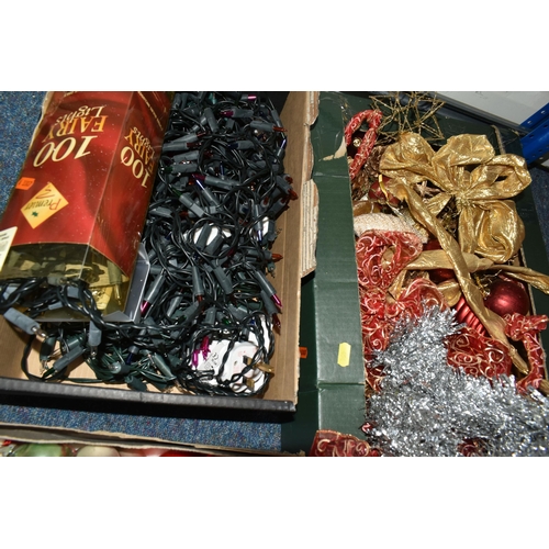 454 - FOUR BOXES OF CHRISTMAS DECORATIONS, vintage and modern, to include a box of approximately fifty to ... 