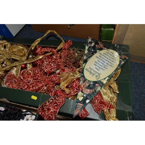 454 - FOUR BOXES OF CHRISTMAS DECORATIONS, vintage and modern, to include a box of approximately fifty to ... 