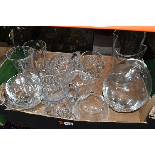 475 - FOUR BOXES OF ASSORTED GLASS WARES, to include a Waterford Lismore bottle coaster, Royal Doulton ovo... 