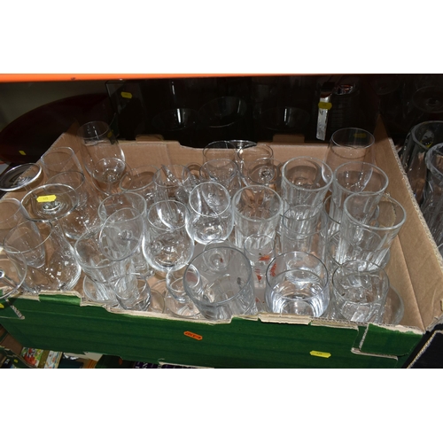 475 - FOUR BOXES OF ASSORTED GLASS WARES, to include a Waterford Lismore bottle coaster, Royal Doulton ovo... 