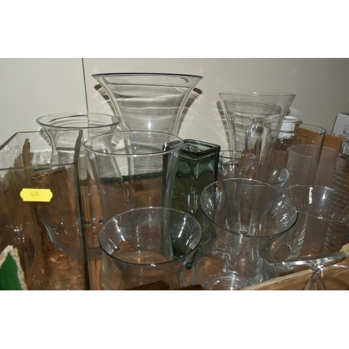 475 - FOUR BOXES OF ASSORTED GLASS WARES, to include a Waterford Lismore bottle coaster, Royal Doulton ovo... 