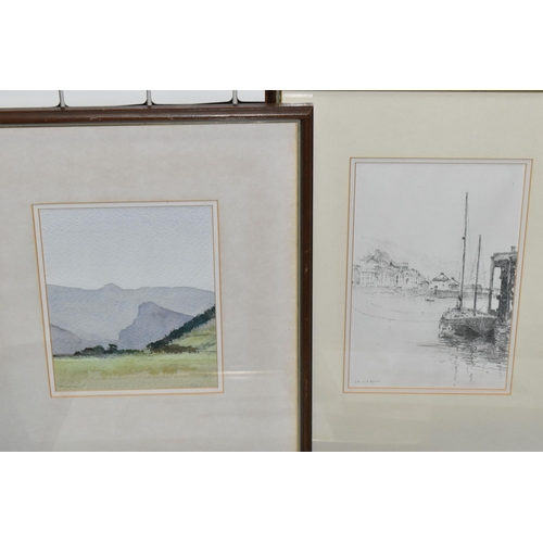 485 - EDWARD MORRIS (BRITISH 1919-1996) FOUR WELSH LANDSCAPE WATERCOLOUR PICTURES,  comprising a lake scen... 