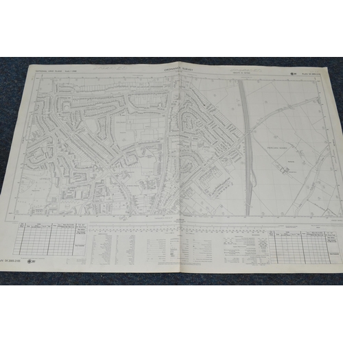 488 - TWO BOXES AND LOOSE 20th CENTURY ORDNANCE SURVEY / NATIONAL GRID ROLLED AND FOLDED MAPS, black and w... 