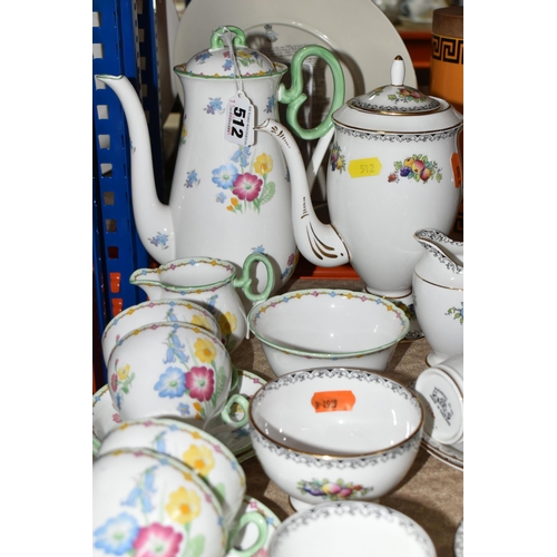 512 - A SHELLEY 'WILD FLOWERS' COFFEE SET AND AN EDWARDS AND BROWN COFFEE SET, the fifteen piece Shelley s... 