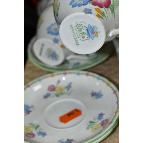 512 - A SHELLEY 'WILD FLOWERS' COFFEE SET AND AN EDWARDS AND BROWN COFFEE SET, the fifteen piece Shelley s... 