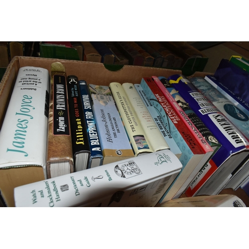 513 - SIX BOXES OF BOOKS containing over 150 miscellaneous titles in hardback and paperback formats, subje... 