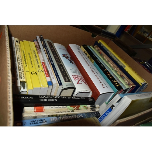 513 - SIX BOXES OF BOOKS containing over 150 miscellaneous titles in hardback and paperback formats, subje... 