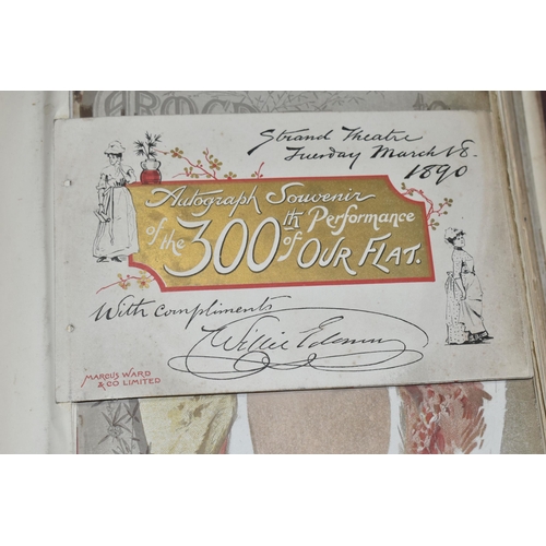 546 - AN ALBUM OF VICTORIAN THEATRE SOUVENIRS containing a collection of Programmes, Photographs, Programm... 