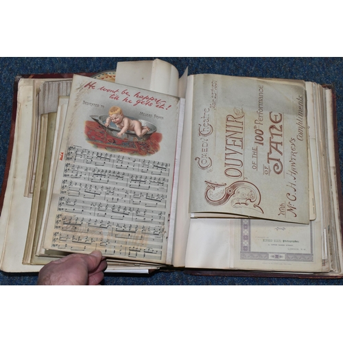 546 - AN ALBUM OF VICTORIAN THEATRE SOUVENIRS containing a collection of Programmes, Photographs, Programm... 