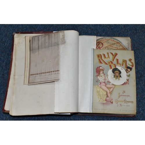 546 - AN ALBUM OF VICTORIAN THEATRE SOUVENIRS containing a collection of Programmes, Photographs, Programm... 