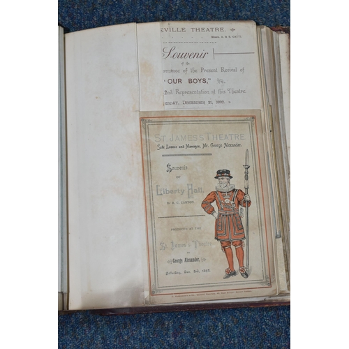 546 - AN ALBUM OF VICTORIAN THEATRE SOUVENIRS containing a collection of Programmes, Photographs, Programm... 