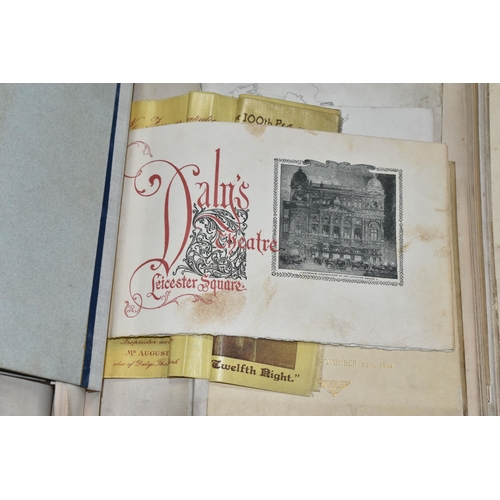 546 - AN ALBUM OF VICTORIAN THEATRE SOUVENIRS containing a collection of Programmes, Photographs, Programm... 