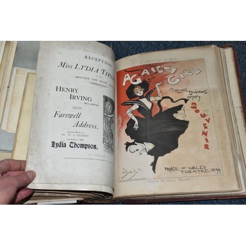 546 - AN ALBUM OF VICTORIAN THEATRE SOUVENIRS containing a collection of Programmes, Photographs, Programm... 