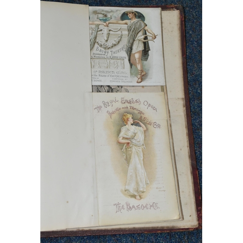 546 - AN ALBUM OF VICTORIAN THEATRE SOUVENIRS containing a collection of Programmes, Photographs, Programm... 