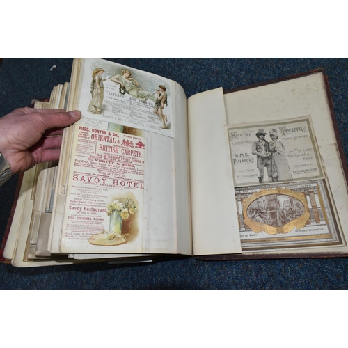 546 - AN ALBUM OF VICTORIAN THEATRE SOUVENIRS containing a collection of Programmes, Photographs, Programm... 