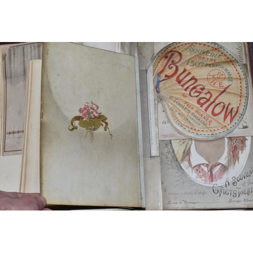 546 - AN ALBUM OF VICTORIAN THEATRE SOUVENIRS containing a collection of Programmes, Photographs, Programm... 