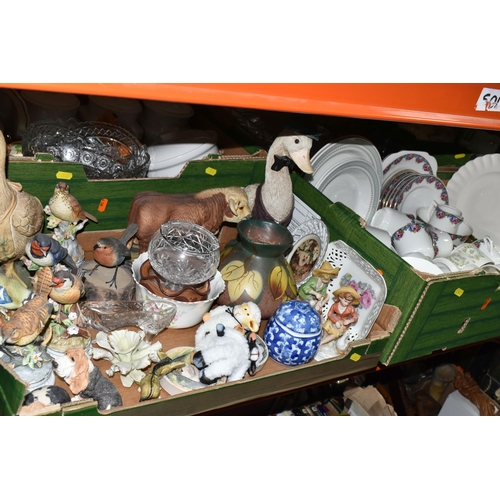 548 - SEVEN BOXES AND LOOSE CERAMICS AND GLASS WARE, to include boxed Royal Albert and Antoinette Crystal ... 