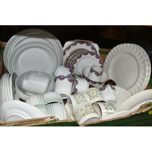 548 - SEVEN BOXES AND LOOSE CERAMICS AND GLASS WARE, to include boxed Royal Albert and Antoinette Crystal ... 