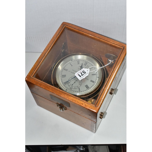 571 - A MID 20TH CENTURY WALNUT CASED MARINE CHRONOMETER BY THOMAS MERCER LTD, SUPPLIED BY JOHN LILLIE & G... 