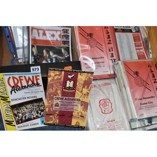 573 - A COLLECTION OF CREWE ALEXANDRA FOOTBALL CLUB PROGRAMMES APPROXIMATELY 150 OVER VARIOUS DECADES, to ... 