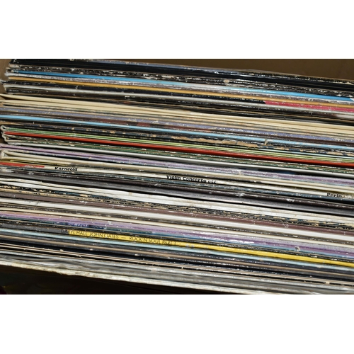 574 - TWO BOXES OF LP RECORDS AND CDS, LP artists include Joan Armatrading, Arlo Guthrie, Joe Jackson, Lio... 