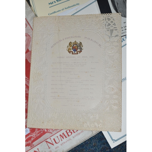 595 - A BOX OF ROYALTY RELATED EPHEMERA, to include a programme from Buckingham Palace dated 'Friday eveni... 