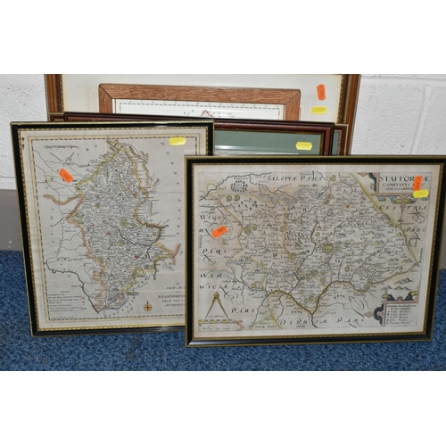 599 - A COLLECTION OF MAPS RELATING TO STAFFORDSHIRE ETC, to include a large Emanuel Bowen map dedicated t... 