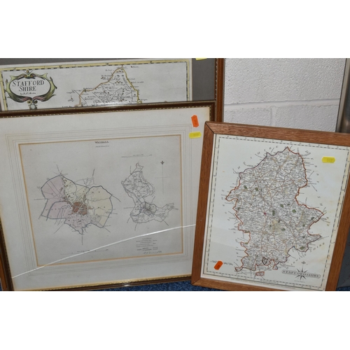 599 - A COLLECTION OF MAPS RELATING TO STAFFORDSHIRE ETC, to include a large Emanuel Bowen map dedicated t... 