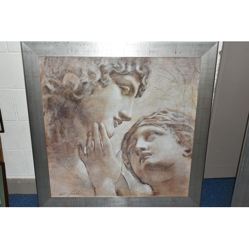 600 - TWO LARGE RICHARD FRANKLIN NEOCLASSICAL THEMED PRINTS ON CANVAS, 'Stoic Romance' and 'To Go Beyond',... 