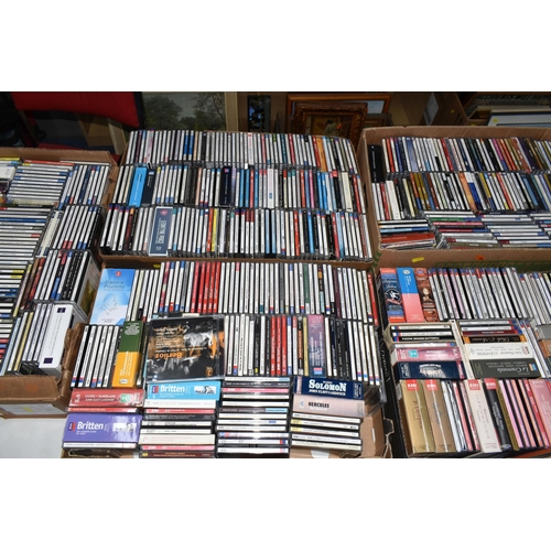 604 - FIVE BOXES OF CDS containing several hundred Classical Music, Ballet, Opera and Film Score compact d... 