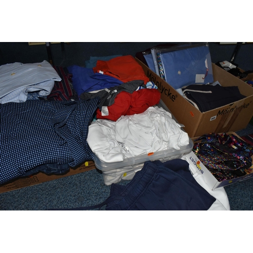 605 - FOUR LARGE AND FOUR SMALL BOXES OF GENTLEMEN'S SHORTS, SOCKS, PYJAMAS, NECK TIES AND GLOVES, to incl... 