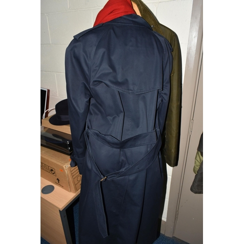 613 - A NAVY BLUE BURBERRY RAINCOAT AND A BURBERRYS WAX JACKET, comprising raincoat size 48 Regular,  a gr... 