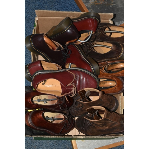 614 - ONE BOX OF DR. MARTEN SHOES AND SIMILAR, to include five pairs of lace up 1461 style shoes, UK size ... 