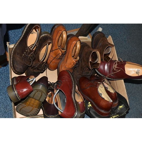 614 - ONE BOX OF DR. MARTEN SHOES AND SIMILAR, to include five pairs of lace up 1461 style shoes, UK size ... 