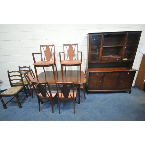 A G PLAN MAHOGANY EXTENDING DINING TABLE, with a single fold out leaf