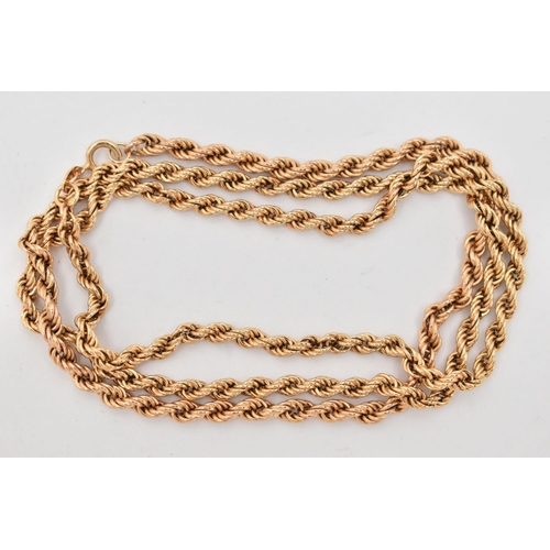 33 - A 9CT GOLD ROPE TWIST CHAIN NECKLACE, hollow links, fitted with a spring clasp, hallmarked 9ct Londo... 