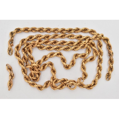 34 - A 9CT GOLD ROPE TWIST CHAIN NECKLACE, AF requires attention, fitted with a spring clasp, hallmarked ... 