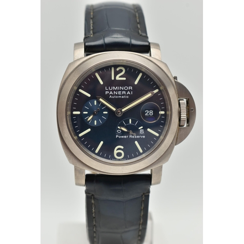 64 - A BOXED PANERAI LUMINOR TITANIUM PM00093 OP6557 40 HOUR POWER RESERVE AUTOMATIC WRISTWATCH, blue dia... 