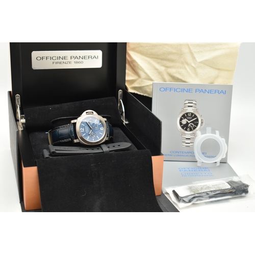 64 - A BOXED PANERAI LUMINOR TITANIUM PM00093 OP6557 40 HOUR POWER RESERVE AUTOMATIC WRISTWATCH, blue dia... 