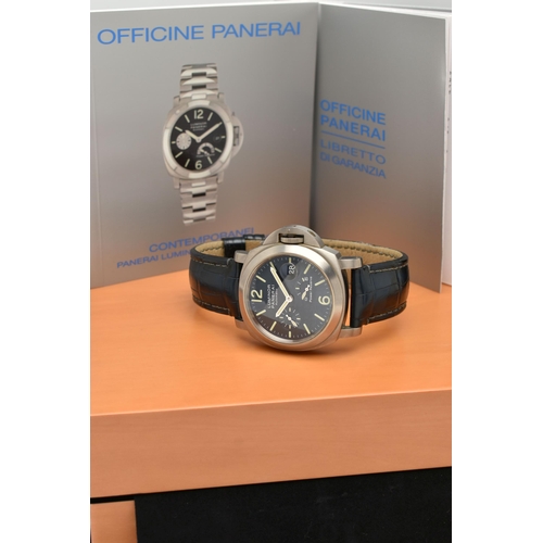 64 - A BOXED PANERAI LUMINOR TITANIUM PM00093 OP6557 40 HOUR POWER RESERVE AUTOMATIC WRISTWATCH, blue dia... 